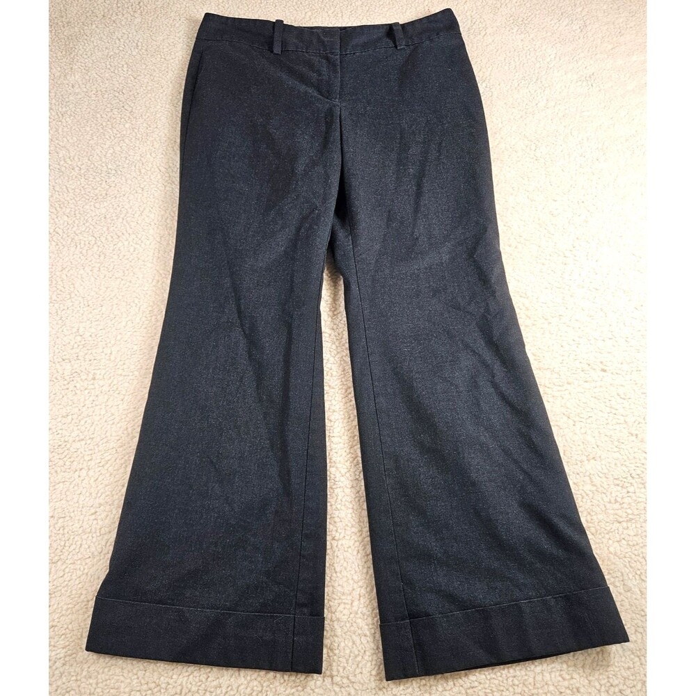 Ann Taylor Signature Petite 8P Gray Wide Leg Dress Pants‎ Career Trousers Cuffed